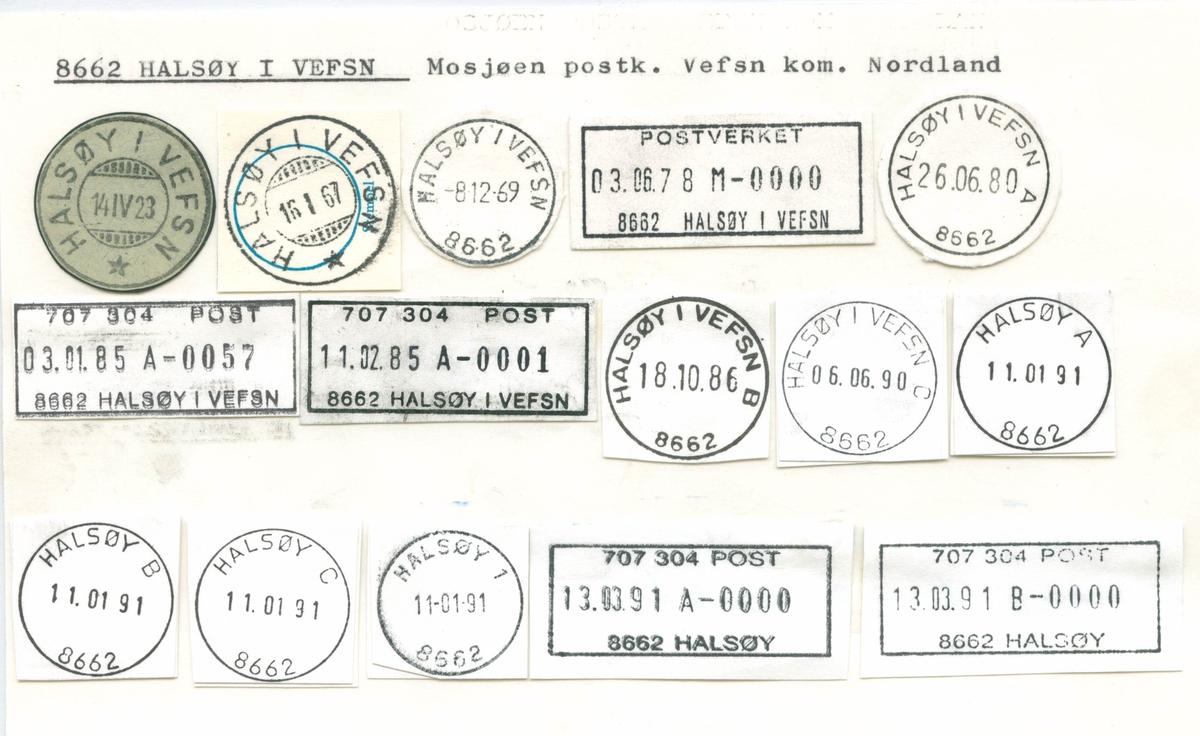 Stempelkatalog 8662 Halsøy i Vefsn, Vefsn, Nordland