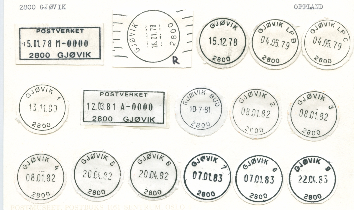 Stempelkatalog 2800 Gjøvik (Vardal, Gjøvig), Oppland