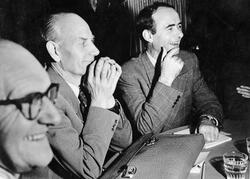 NKP-formann Emil Løvlien og Arbeiderpartiets formann og nest