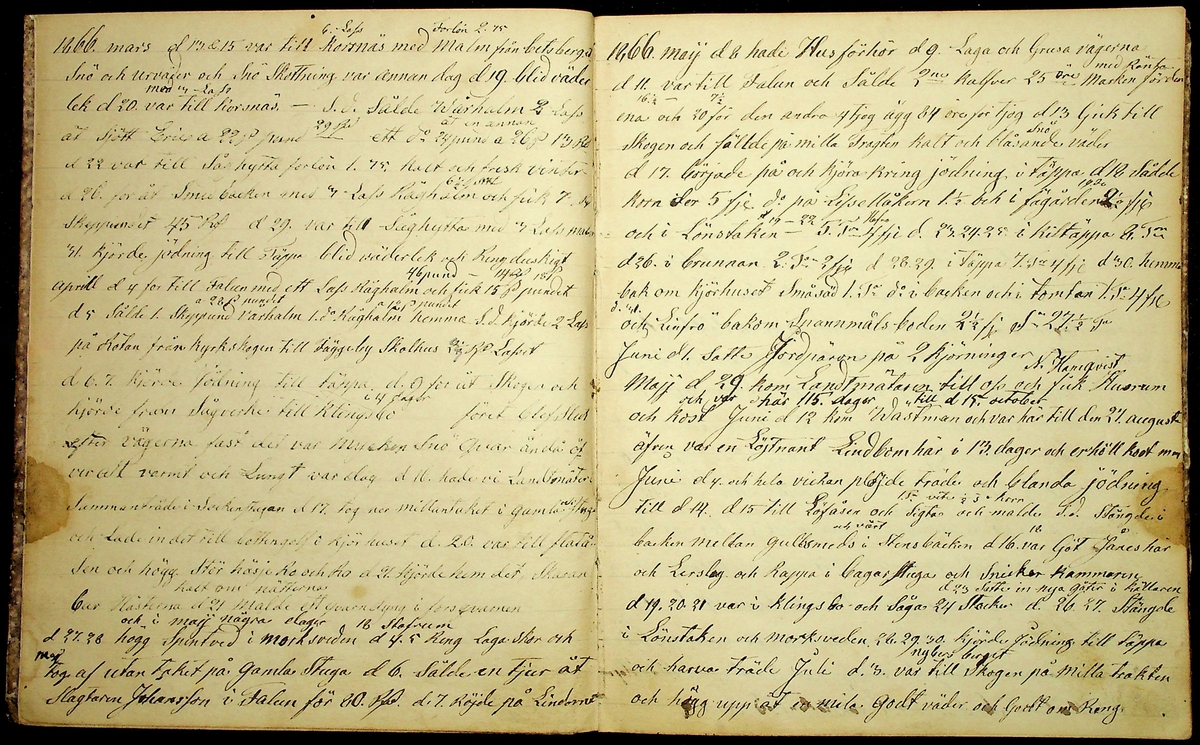 Dagbok åren 1866-1875 efter Hemmansägare Sigge Erik Jansson i Översätra, Stora Skedvi socken.