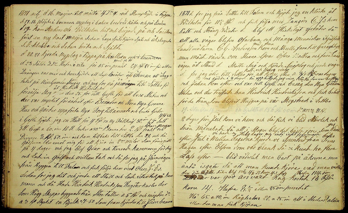 Dagbok åren 1866-1875 efter Hemmansägare Sigge Erik Jansson i Översätra, Stora Skedvi socken.