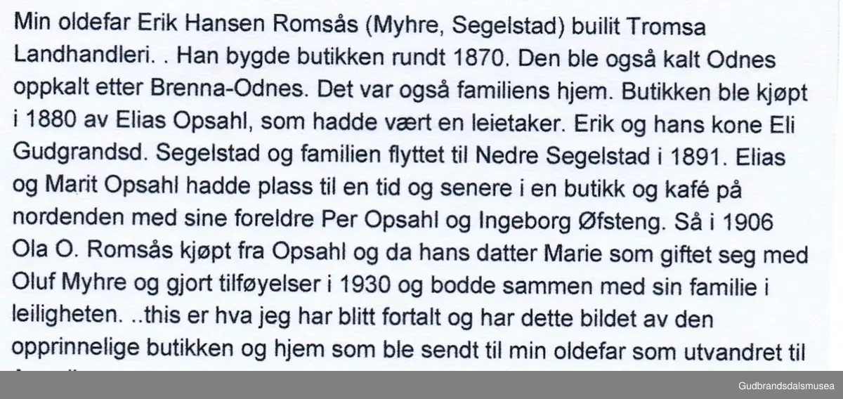 Tromsa Landhandleri Fåvang Ringebu