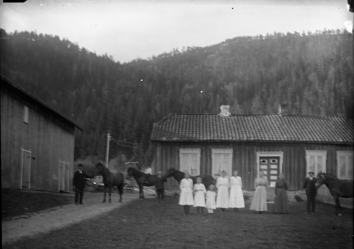 Gårdsmotiv med folk og hester.

Fotosamling etter fotograf og skogsarbeider Ole Romsdalen (f. 23.02.1893).