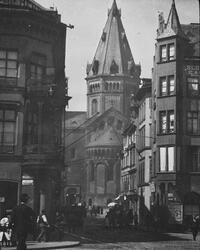 Skioptikonbild med motiv av från Mainz. I bakgrunden syns Ma