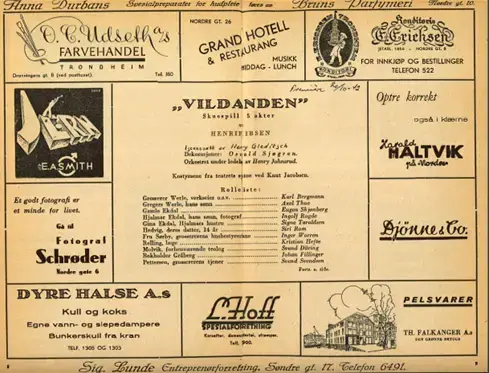 Program for Vilanden 1942, Trøndelag Teater