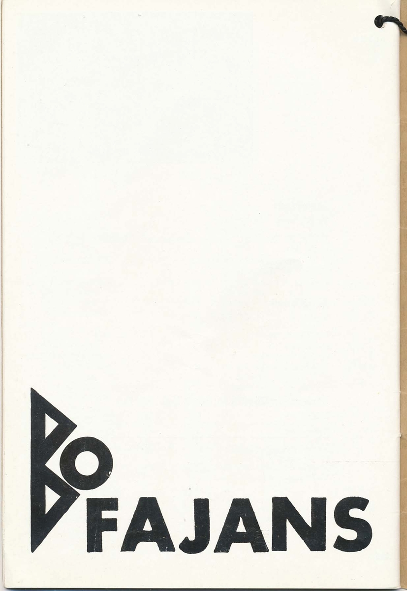 Priskurant från Bo Fajans 1936 - 1937.