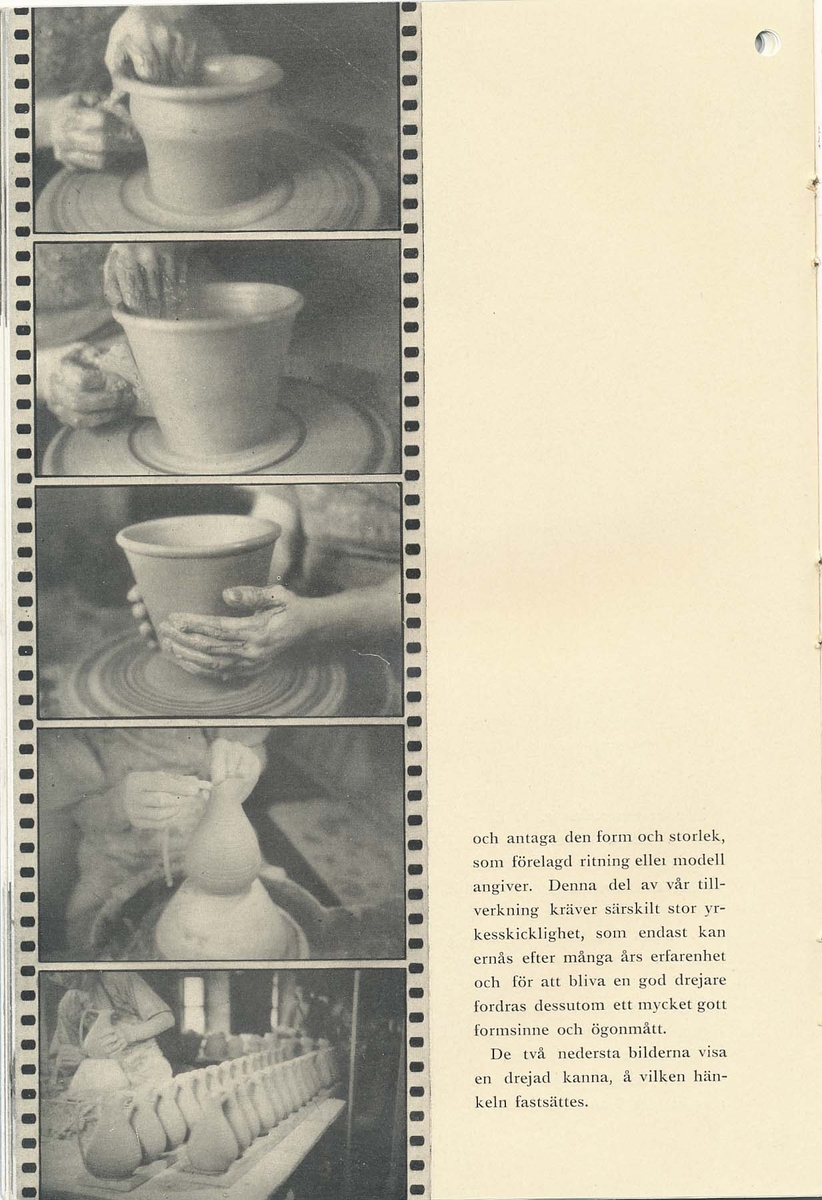 Priskurant från Bo Fajans 1936, med praktiska hushållsfajanser.