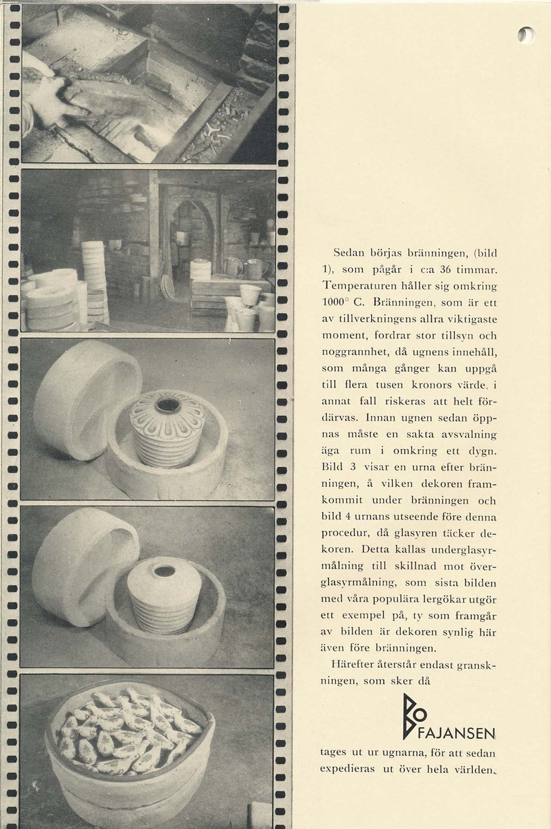 Priskurant från Bo Fajans 1936, med praktiska hushållsfajanser.