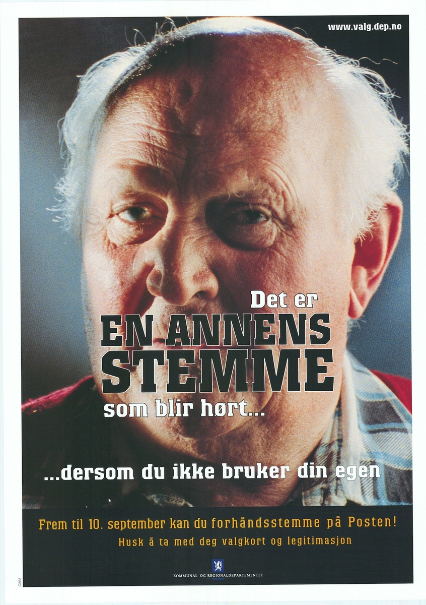 Tosidig plakat med bildemotiv og tekst. Plakaten har skrift på bokmål og nynorsk på hver sin side.