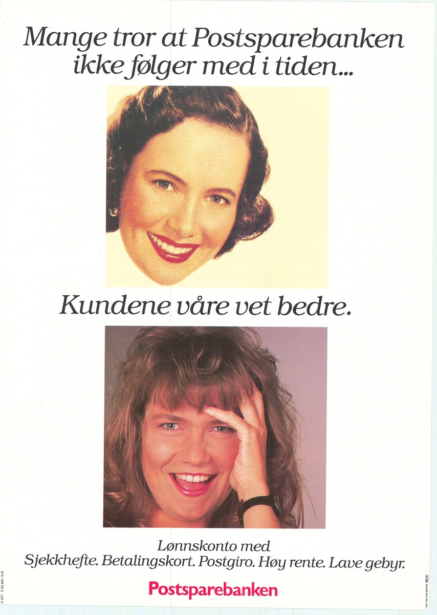 Tosidig plakat på hvit bunnfarge, med bildemotiv. Tekst på bokmål og nynorsk.