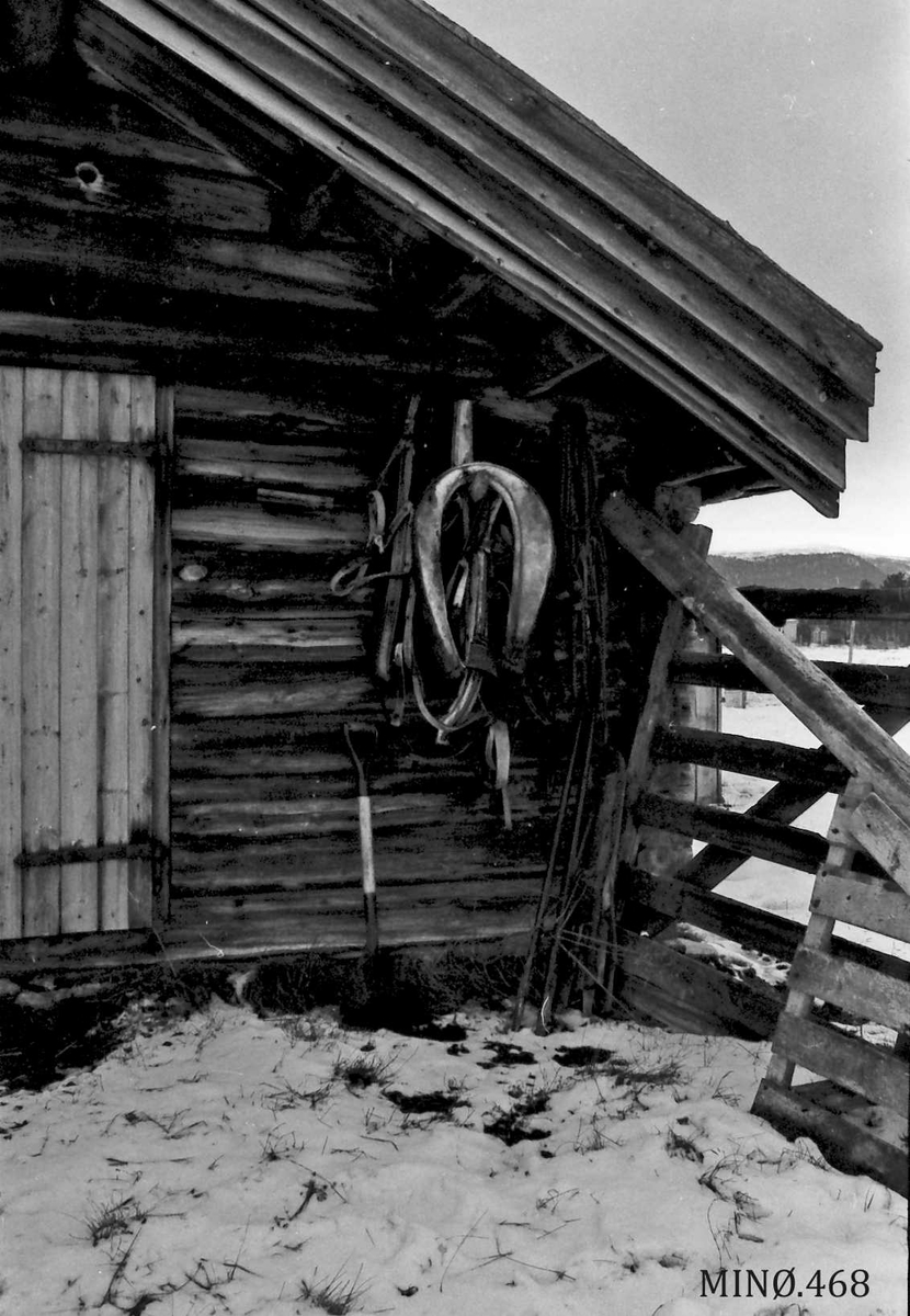 Stallbygning, bilde av møne/hjørne, utv. 
