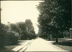 Vänersborg, Restads sjukhus. Mansgatan fotograferad från avdelning 1