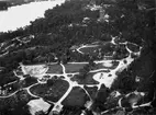 Vy från luftballong över Skansen på Djurgården i Stockholm.