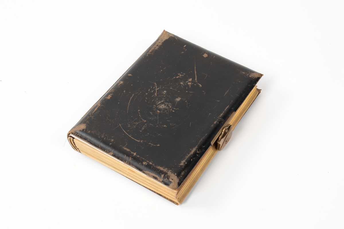 Konteramiralen Theodor Sandström har upprättat en klassisk visitkortalbum där han samlade personporträtt av familjen och personer från sitt sociala nätverk. Den innehåller visit- och kabinettskort som är inskjuten i sidor av tjock kartong med guldkant. Albumet är inbunden i svart läder med Messing lås. Tidigare metallapplikationer har fallit bort.
I början och slutet av albumet finns större fickor för kabinettskort. Motivordningen är hierarkisk. Efter ett kabinettskort med en porträtt kollage av den kungliga familjen, följer en dubbelsida med porträtt av amiral Sandströms syster med make. Inlagt i albumet finns också flera lösa kabinettskort.