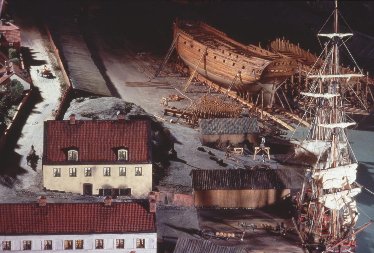 Modell av Södra varvet i Stockholm efter karta daterad 1781.