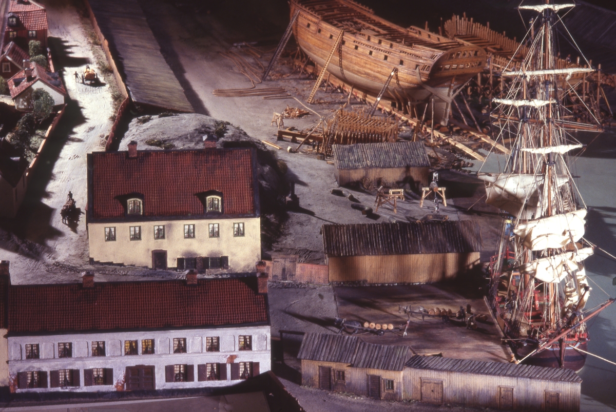 Modell av Södra varvet i Stockholm efter karta daterad 1781.
