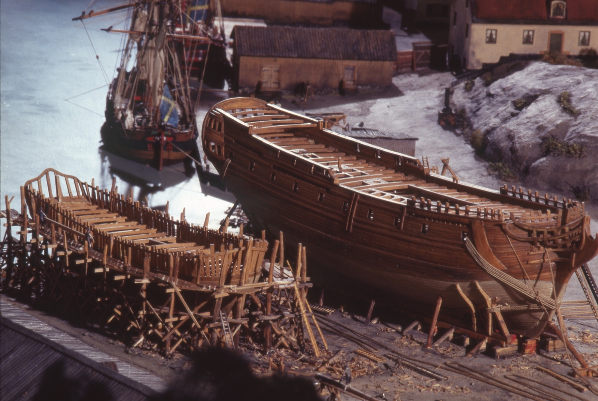 Modell av Södra varvet i Stockholm efter karta daterad 1781.