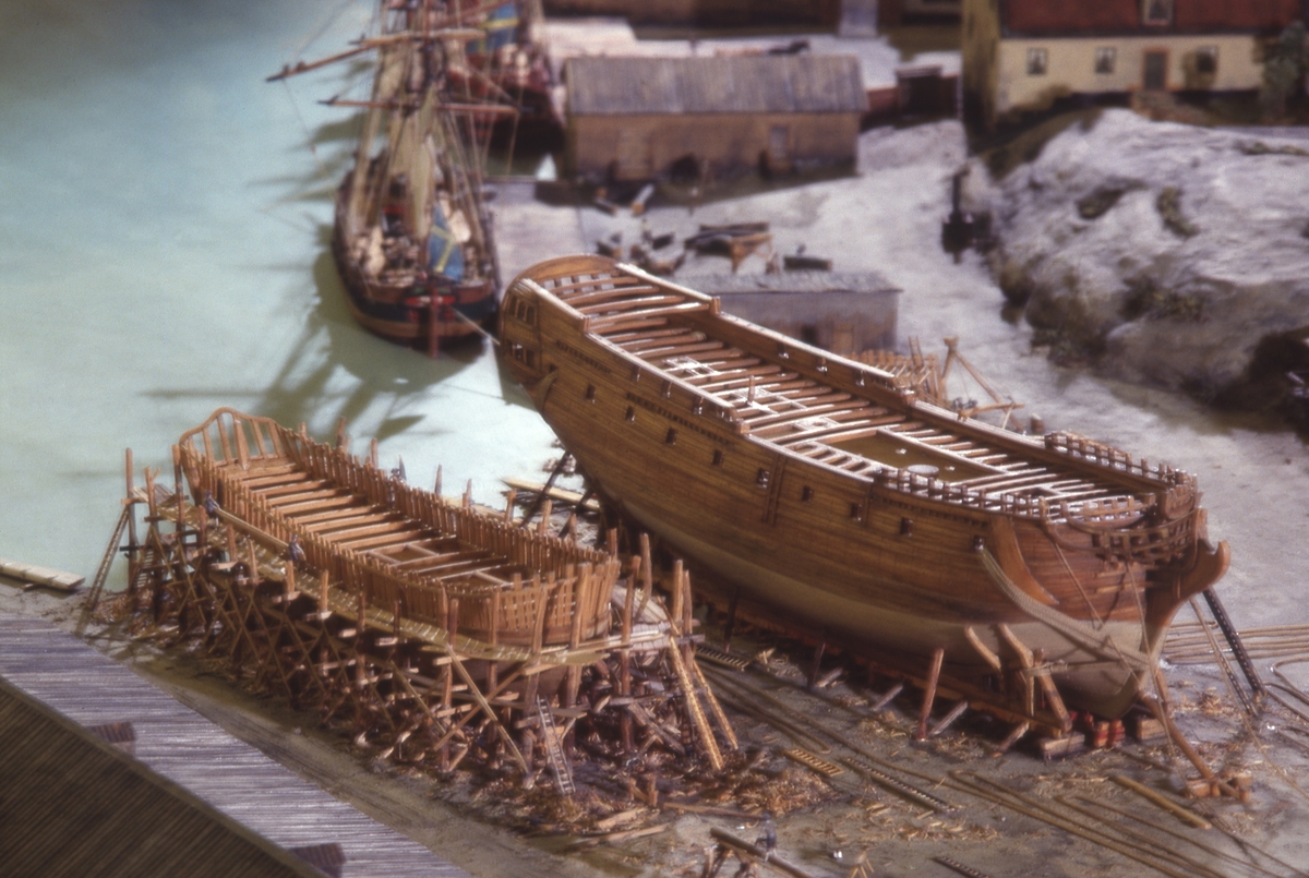 Modell av Södra varvet i Stockholm efter karta daterad 1781.