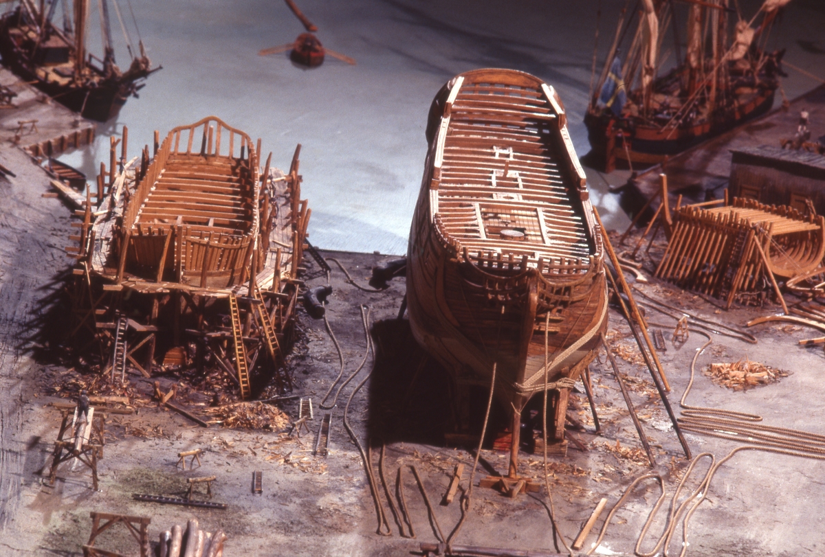 Modell av Södra varvet i Stockholm efter karta daterad 1781.