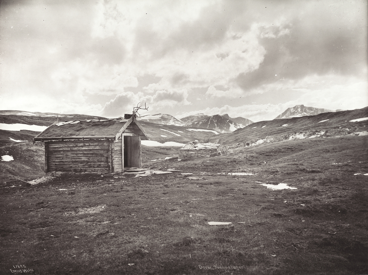 Liten fjell-/gjeterbu/feleger (Svånålegret 2) i Svanadalen / Svanådalen på Dovrefjell sør for Snøhetta, 1915.