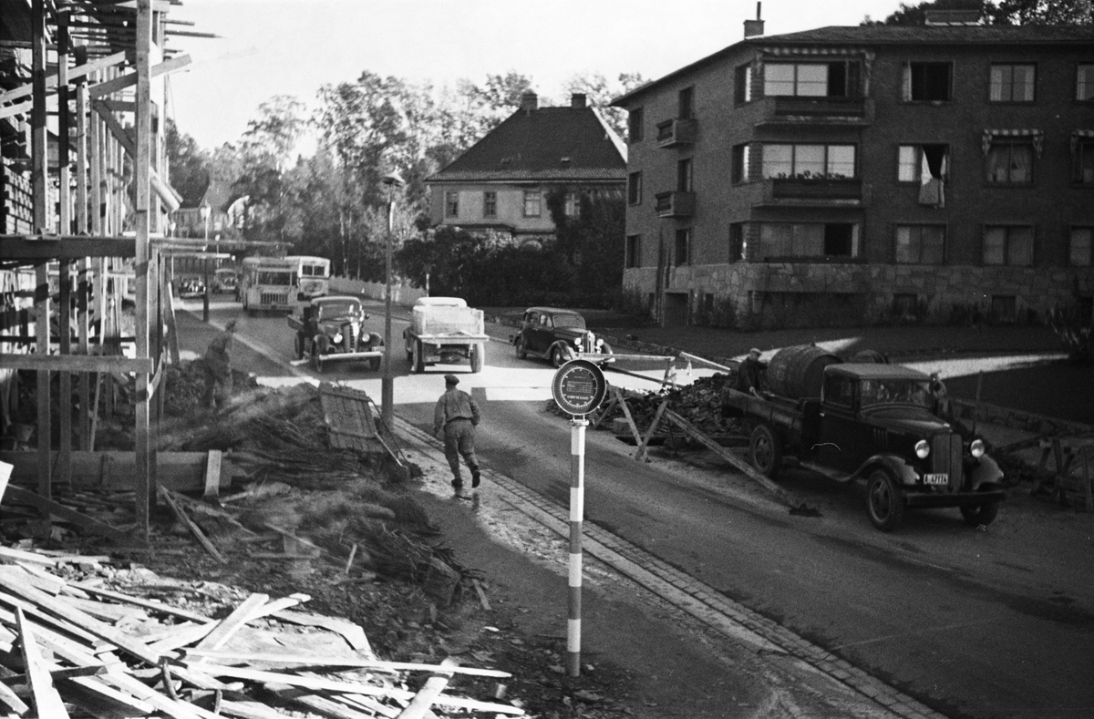 Bygning under oppføring i ant. Halvdan Svartes gate. Fotografert 1938.