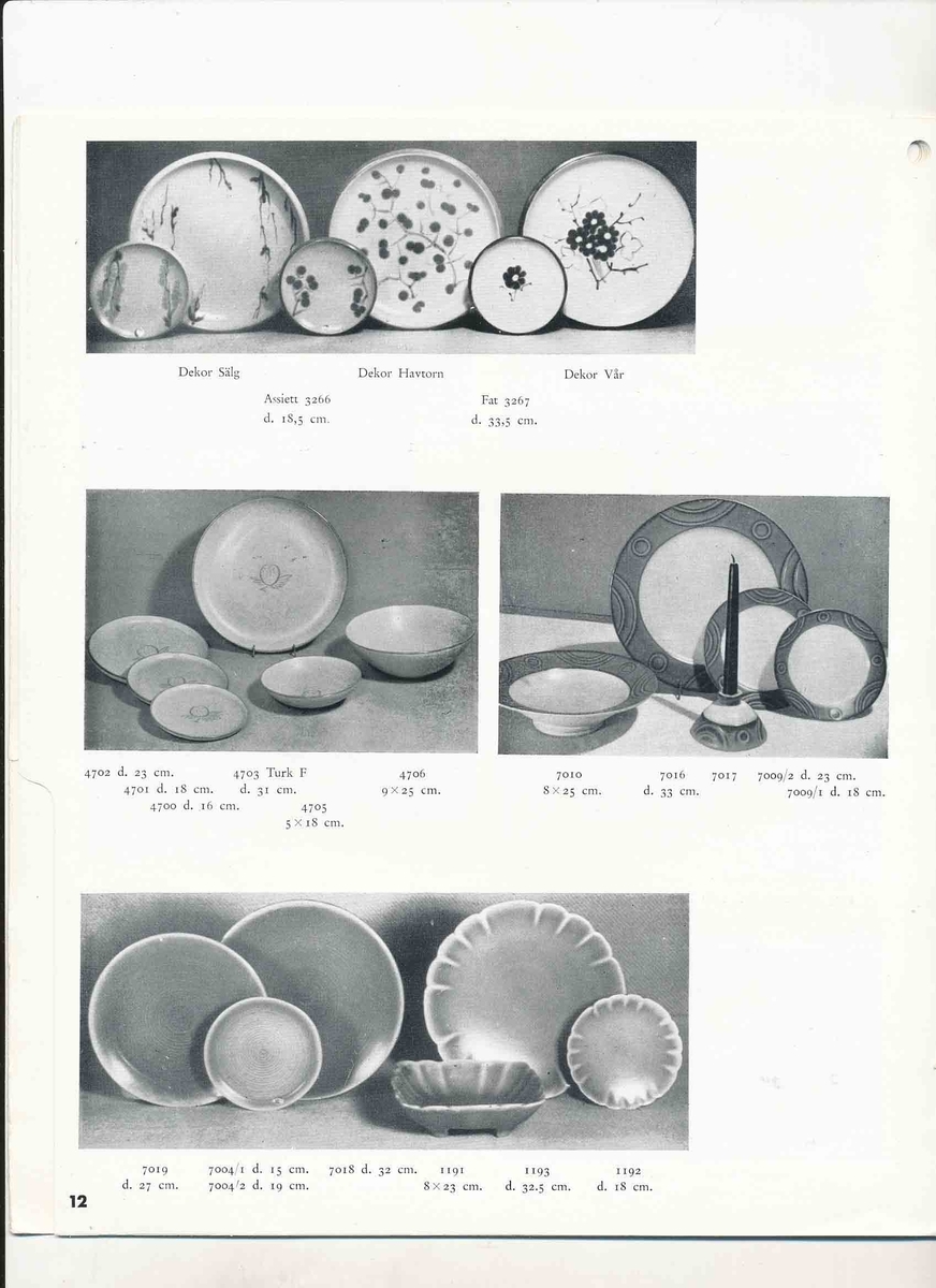 Priskurant från Bo Fajans 1941 över konstglaserade dekorativa fajanser, terrassurnor, vaser, skålar, blomkrukor och "trevliga ugnseldfasta hushållsfajanser".