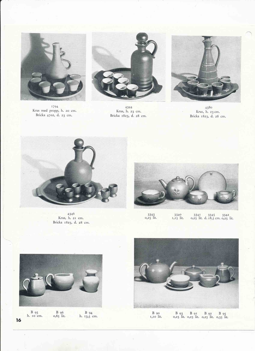 Priskurant från Bo Fajans 1941 över konstglaserade dekorativa fajanser, terrassurnor, vaser, skålar, blomkrukor och "trevliga ugnseldfasta hushållsfajanser".