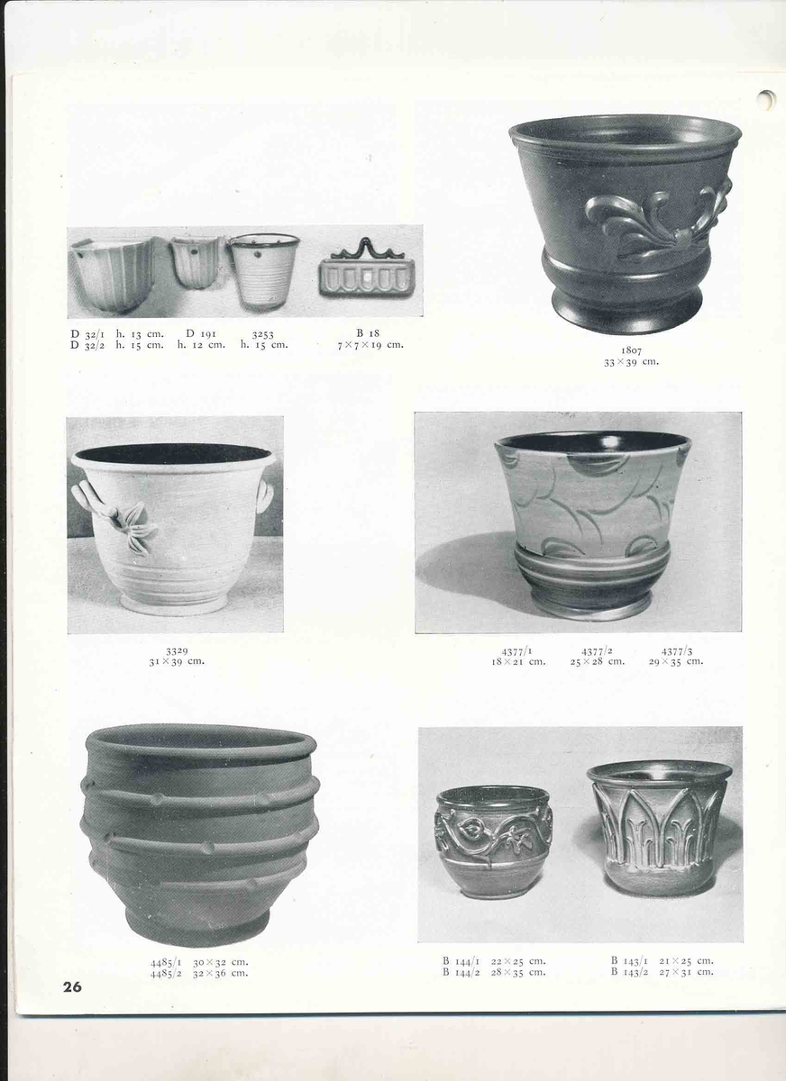 Priskurant från Bo Fajans 1941 över konstglaserade dekorativa fajanser, terrassurnor, vaser, skålar, blomkrukor och "trevliga ugnseldfasta hushållsfajanser".