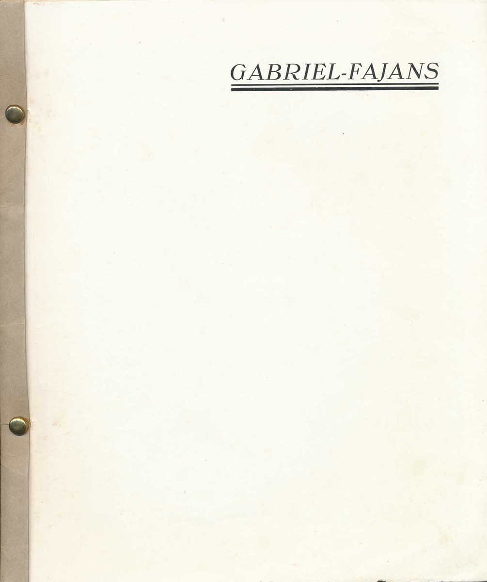 Produktkatalog över Gabrielfajanser från Bobergs Fajansfabrik AB. Innehåller föremål av Gabriel Burmeister som arbetade vid Bobergs fajansfabrik 1922-1925. Han grundade sin egen fabrik i Timmernabben 1925, Gabriel Keramik.