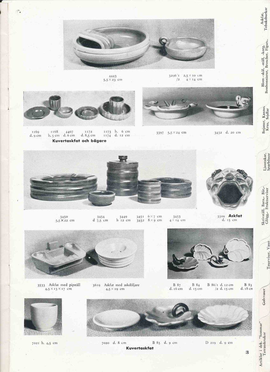 Produktkatalog från Bo Fajans 1948.