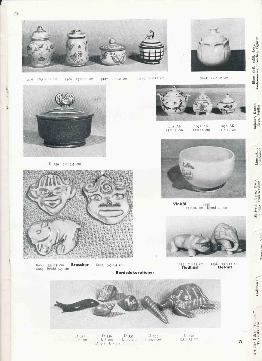 Produktkatalog från Bo Fajans 1948.