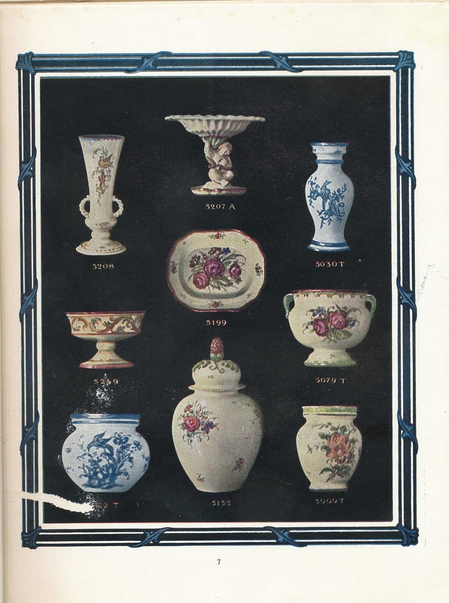Produktkatalog över Gabrielfajanser från Bobergs Fajansfabrik AB. Innehåller föremål av Gabriel Burmeister som arbetade vid Bobergs fajansfabrik 1922-1925. Han grundade sin egen fabrik i Timmernabben 1925, Gabriel Keramik.