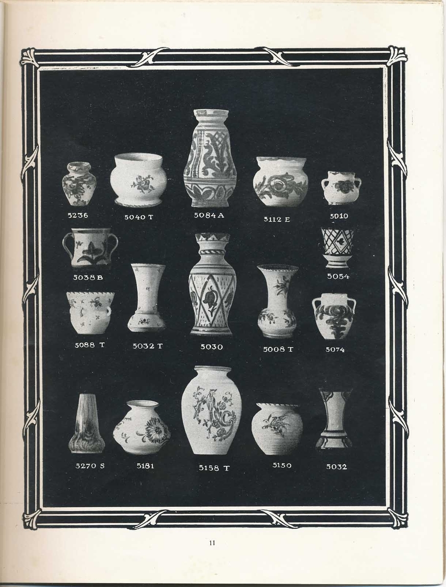 Produktkatalog över Gabrielfajanser från Bobergs Fajansfabrik AB. Innehåller föremål av Gabriel Burmeister som arbetade vid Bobergs fajansfabrik 1922-1925. Han grundade sin egen fabrik i Timmernabben 1925, Gabriel Keramik.