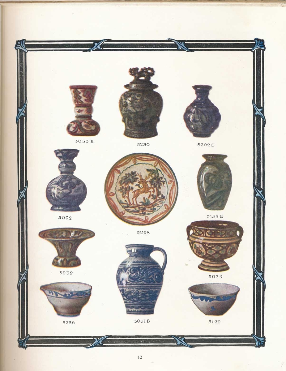 Produktkatalog över Gabrielfajanser från Bobergs Fajansfabrik AB. Innehåller föremål av Gabriel Burmeister som arbetade vid Bobergs fajansfabrik 1922-1925. Han grundade sin egen fabrik i Timmernabben 1925, Gabriel Keramik.