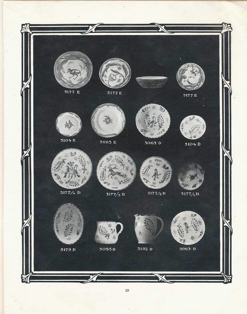 Produktkatalog över Gabrielfajanser från Bobergs Fajansfabrik AB. Innehåller föremål av Gabriel Burmeister som arbetade vid Bobergs fajansfabrik 1922-1925. Han grundade sin egen fabrik i Timmernabben 1925, Gabriel Keramik.