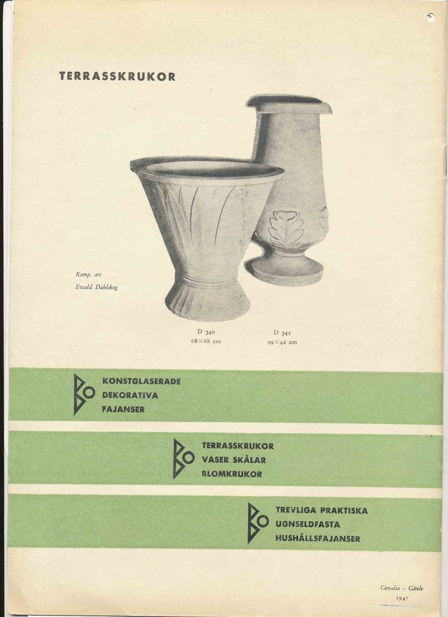 Produktkatalog från Bo Fajans 1948.