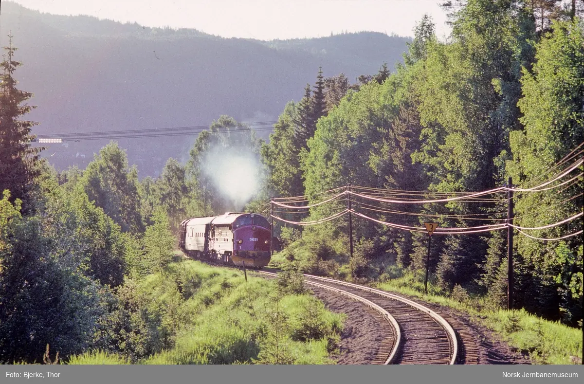 Diesellokomotiv Di 3 631 med godstog 5183 til Fagernes ved utkjøring fra Dokka