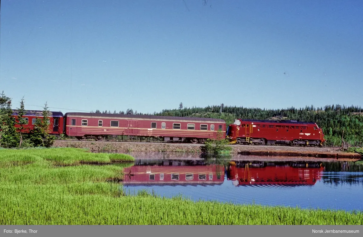 Diesellokomotiv Di 3 631 med tog 284 Fagernes-Oslo ved Tonsåsen