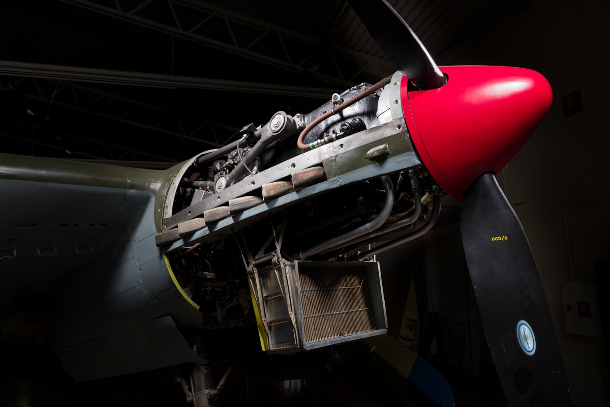 Bombflygplan, B 18B
Saab 18B

Märkning: På på bakkroppen kronmärke och flottiljnummer 14. På fenan ett rött D för Röd David.
