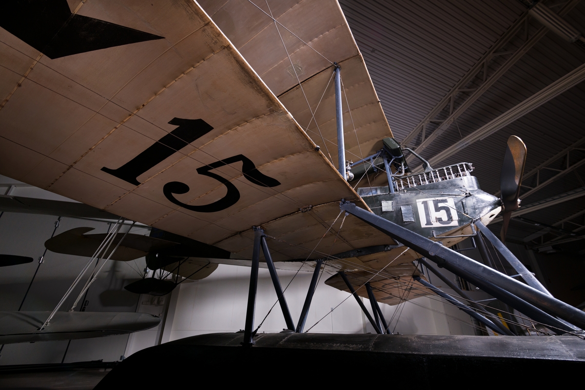 Flygplan, Thulin Typ G.

Tvåsitsigt sjöflygplan försett med sexcylindrig Benzmotor.
Märkning: Siffran 15 på framkroppen, kronmärke på bakkroppen.
Registrerad i marinflyget som nr 15.