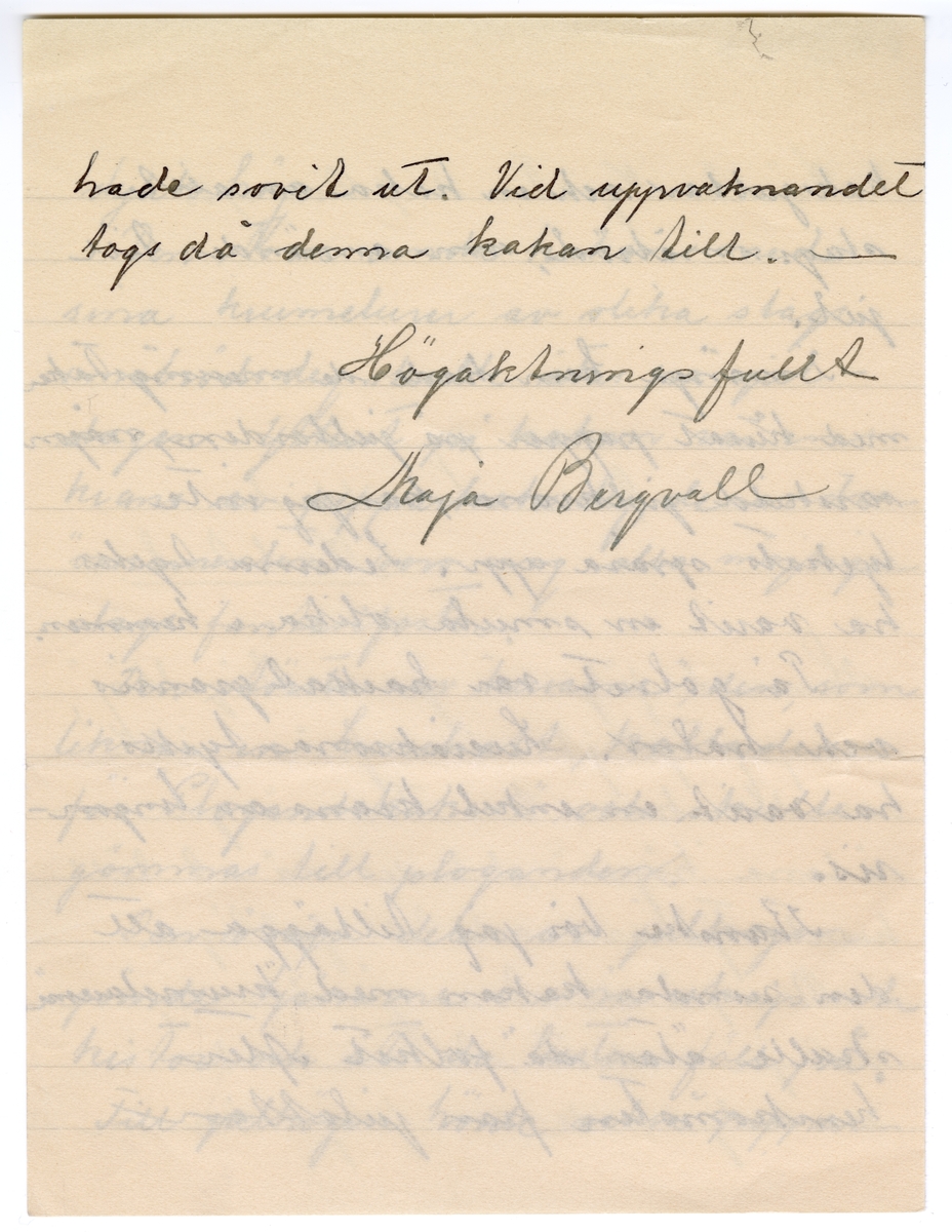 Brevsamling från skilda personer i Värmland rörande gamla julseder.
:3 Maja Bergvall, Värmland, Nysäter 7/12 1928.