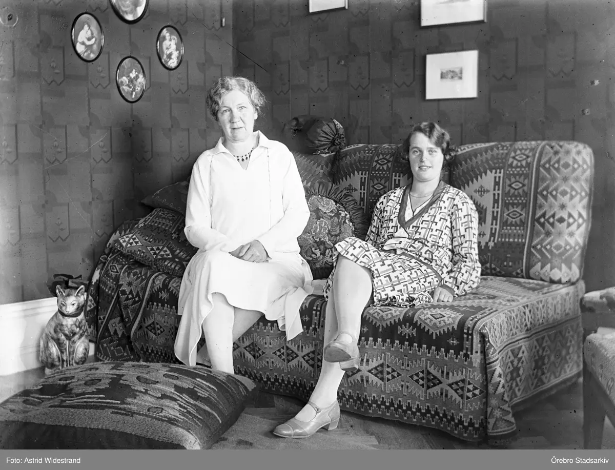 Kvinnor i soffa

Från vänster: Thyra Widestrand född Pettersson 1874 i Hardemo, okänd
