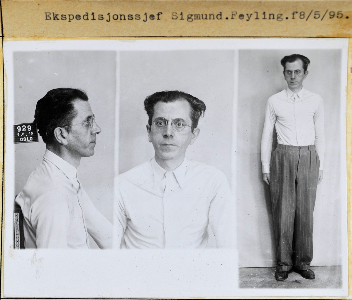 Forbryterportrett av ekspedisjonssjef Sigmund Feyling -Justismuseet ...