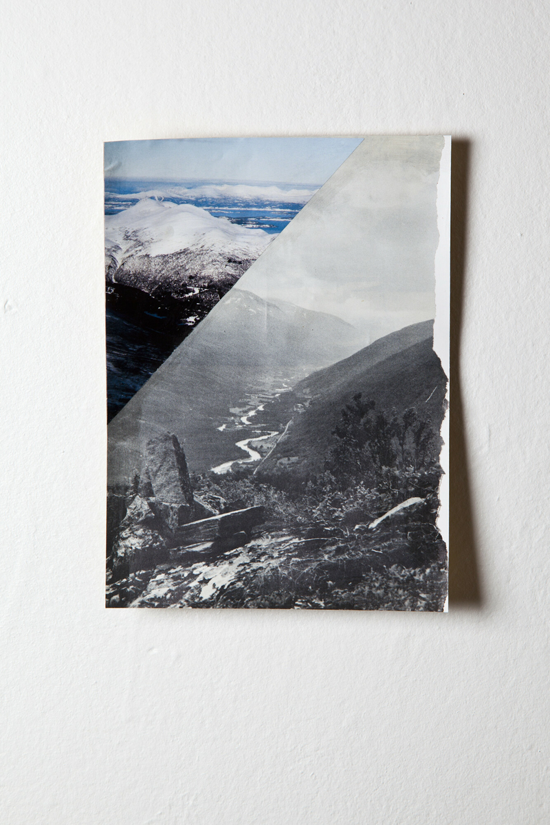 Fra serien Mountain View. Collage med ulike landskapsmotiv.