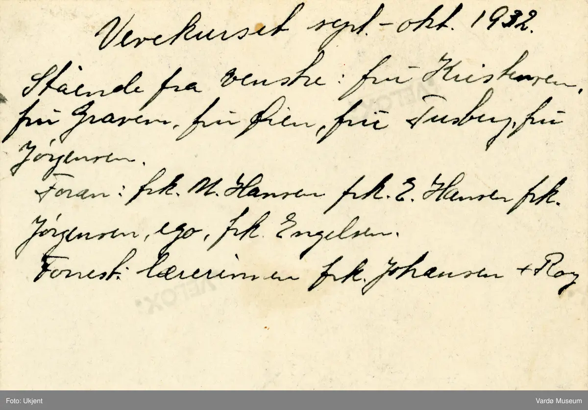 Vevekurs i Vardø, 1932 