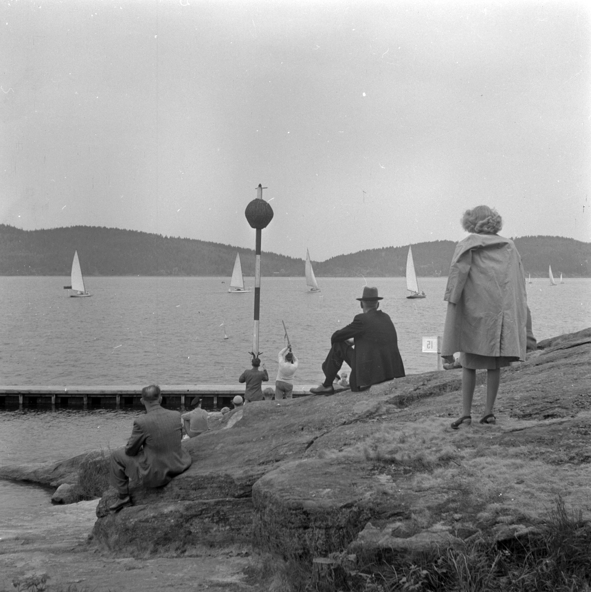 Segeltävling vid Lövekullebadet, 1940-talet