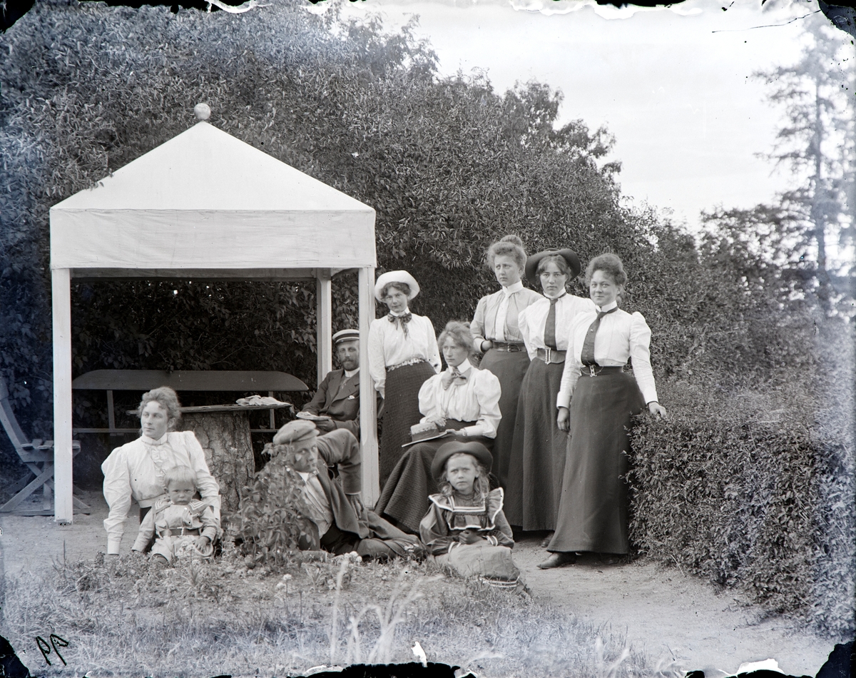 Sommeren 1899 i hagen på Hovinsholm: 
Fra venstre: Louise Hoel, gift Boe med Reidar, ( Hun er her høygravid, og dør i barselseng på Hovinsholm 31.08.1899) Trygve Ramm Hoel, Reidar Boe, Ragnhild Marie Hoel, Marie Ramm Hoel, Martha Louise Hoel (foran) ukjent, Camilla Jacobsen, Frk. Styhr?