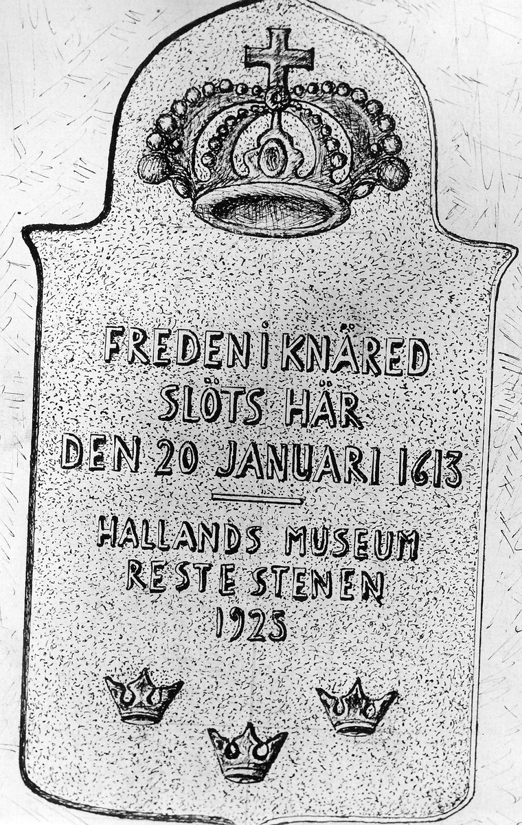Knäreds sn. Minnessten över freden i Knäred 20 januari 1613. Skiss till inskriptionen.