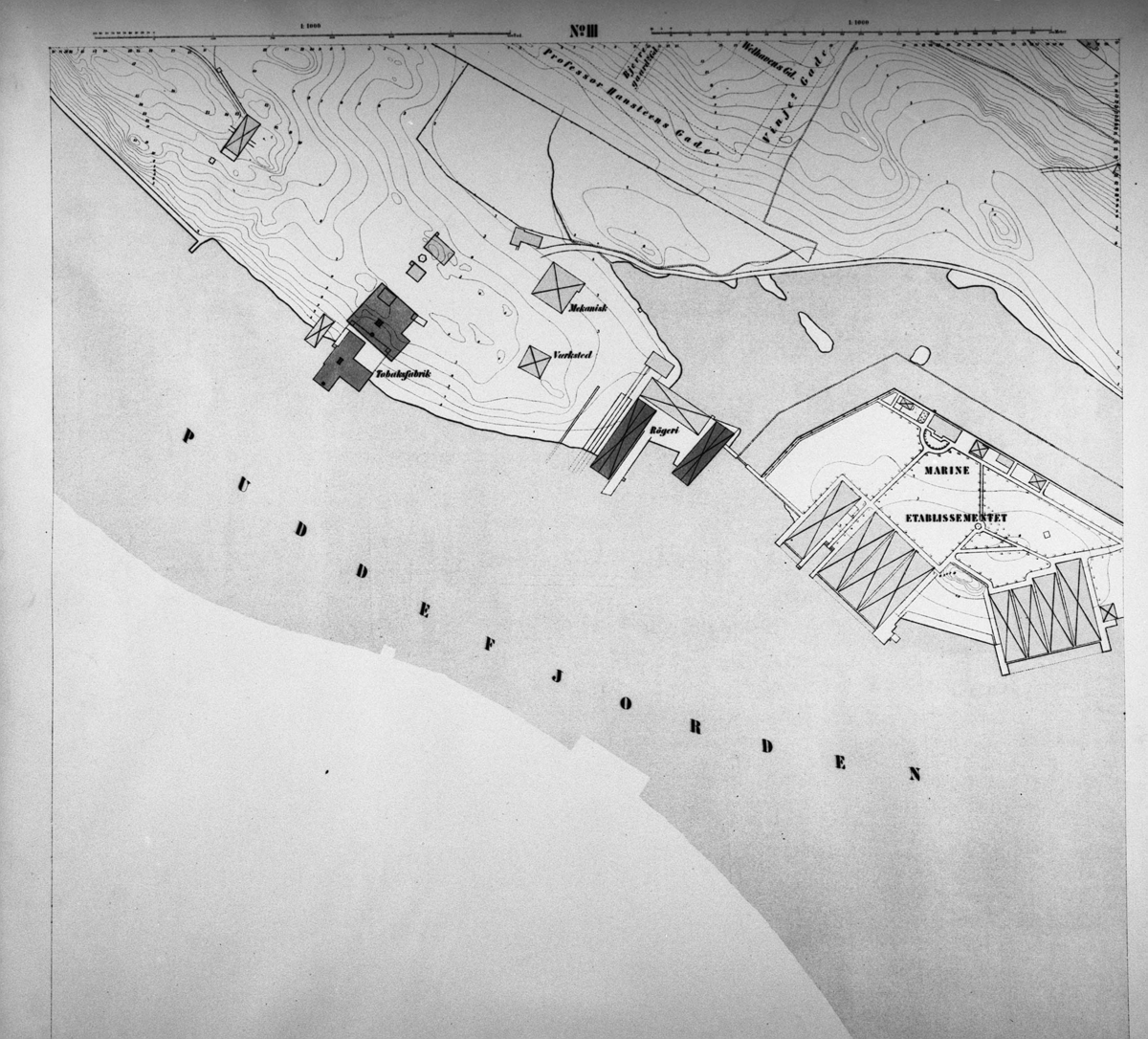 Kart over Bergen i XXVIII Blade opptaget af det private Opmaalingskontor i Kristiania i maalestok 1:1000. Aar 1879-80. Innhold: Oversiktsblad, I, II, III, V, VI, VII, VIII, IX, X, XI, XXVII og XXVI.
