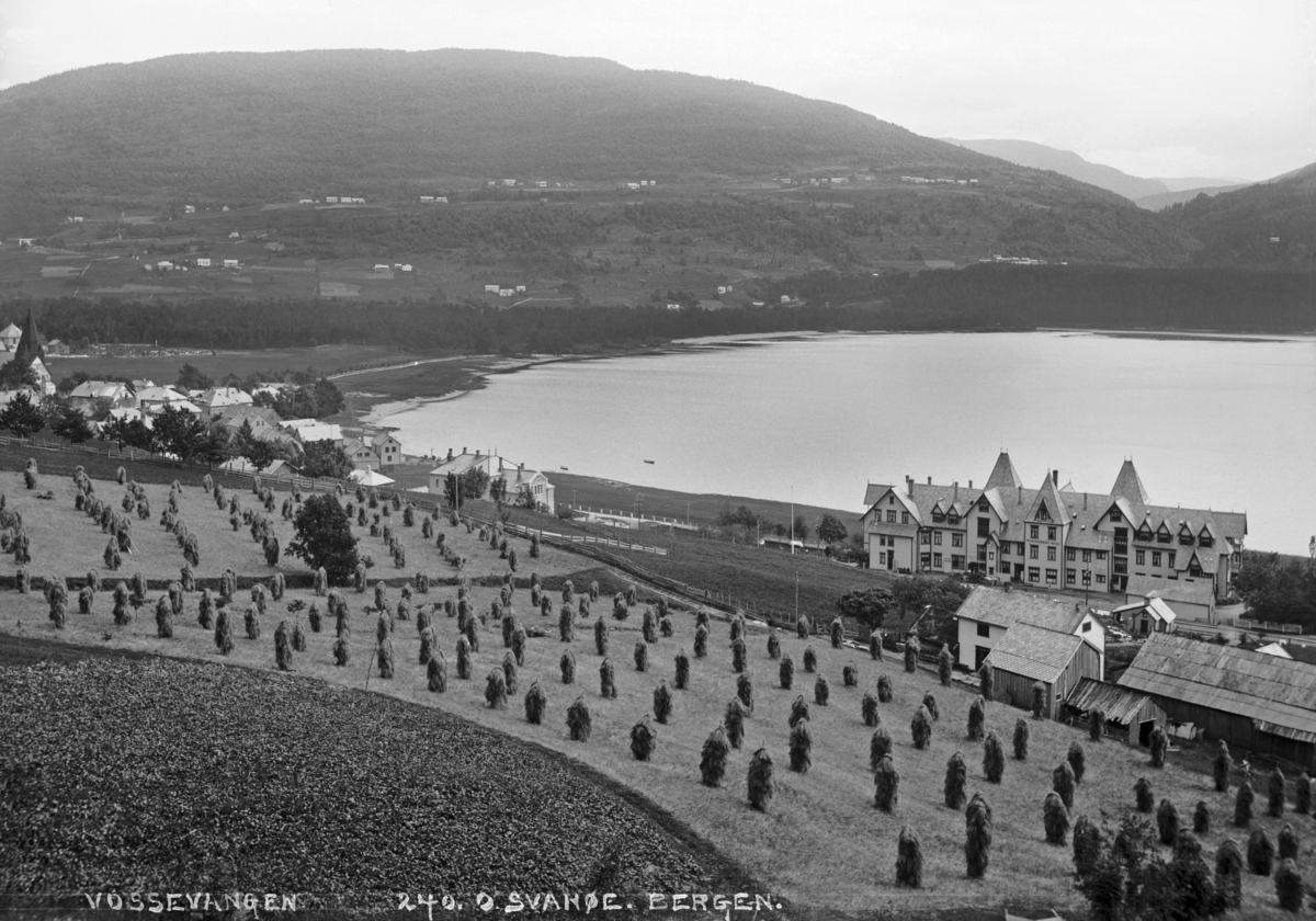 Vossevangen, Fleischer´s Hotell, Høystakk
Fotografert 1900 Ca.